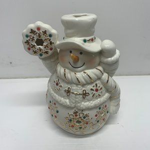 Lefton Hand Painted Ivory Santa with Gold, Red and Green - Candle Warmer